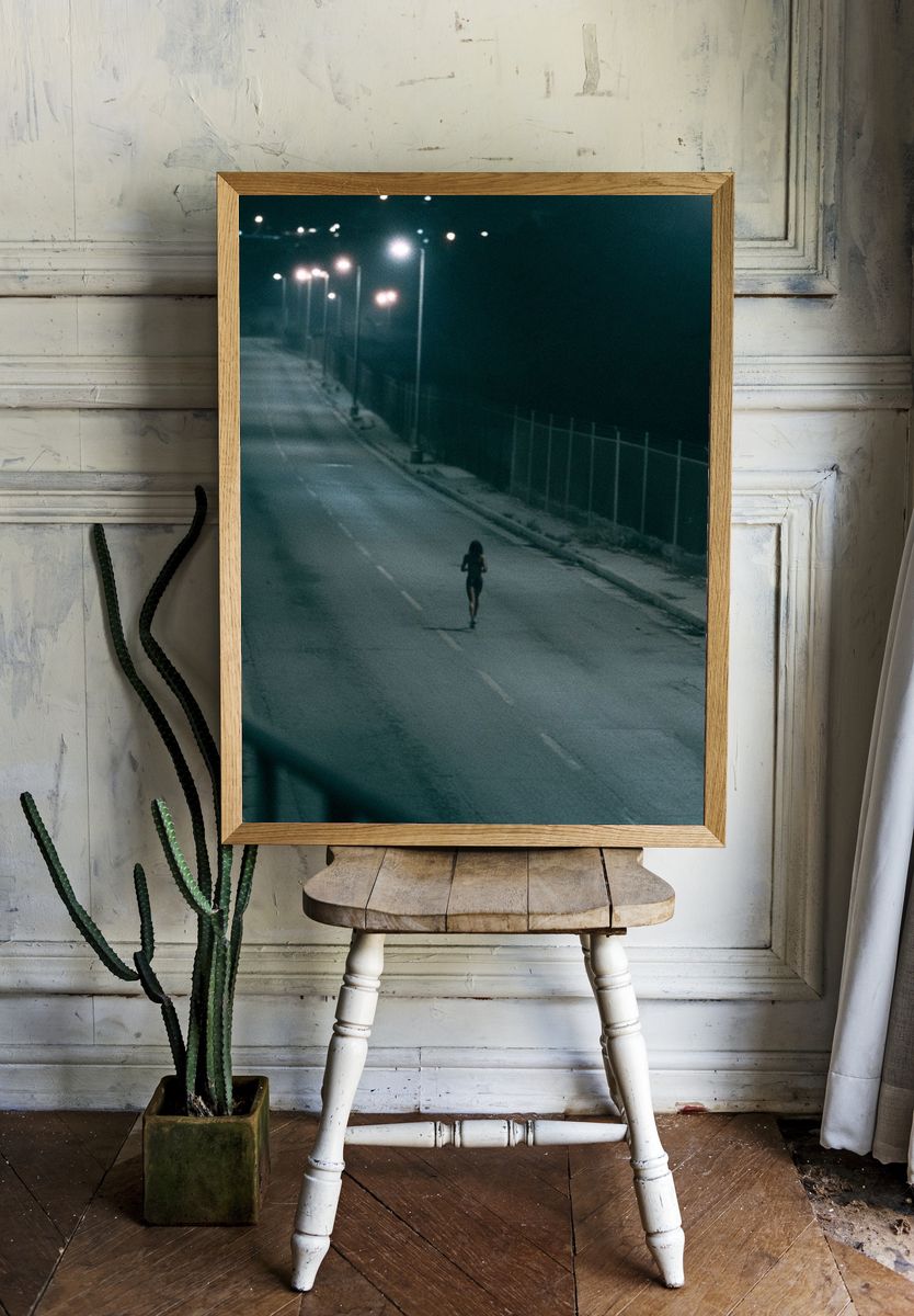 Night Runner Street Photography Poster. — room view 1