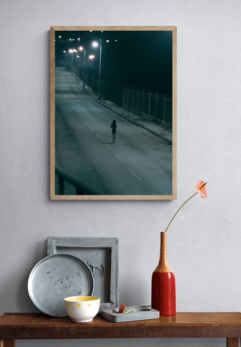 Night Runner Street Photography Poster. — room view 3