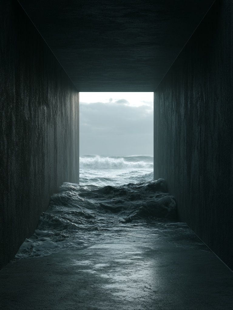 Stormy Ocean Tunnel Photography Poster. poster detail