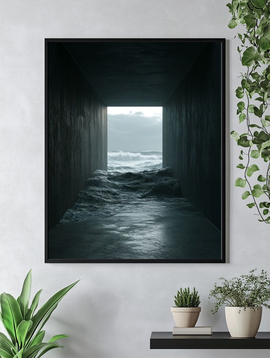 Stormy Ocean Tunnel Photography Poster. — room view 4