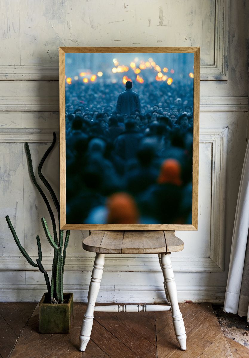 Solitary Figure in Crowd Photography Poster. room preview