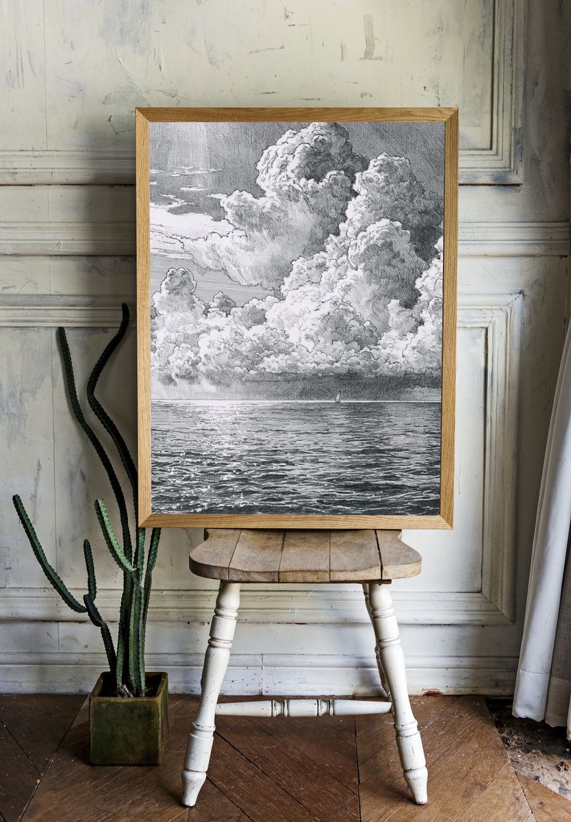 Dramatic Seascape Clouds Photography Poster. — room view 1