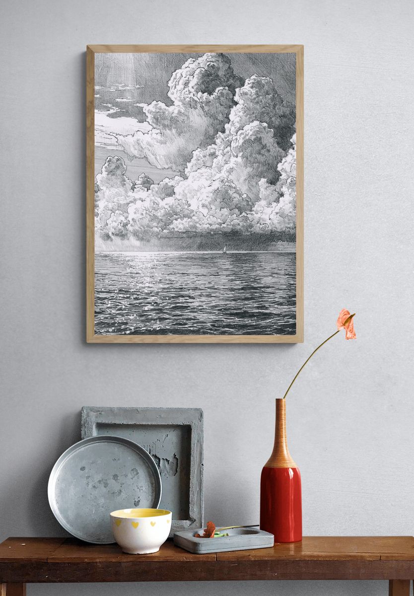 Dramatic Seascape Clouds Photography Poster. — room view 3
