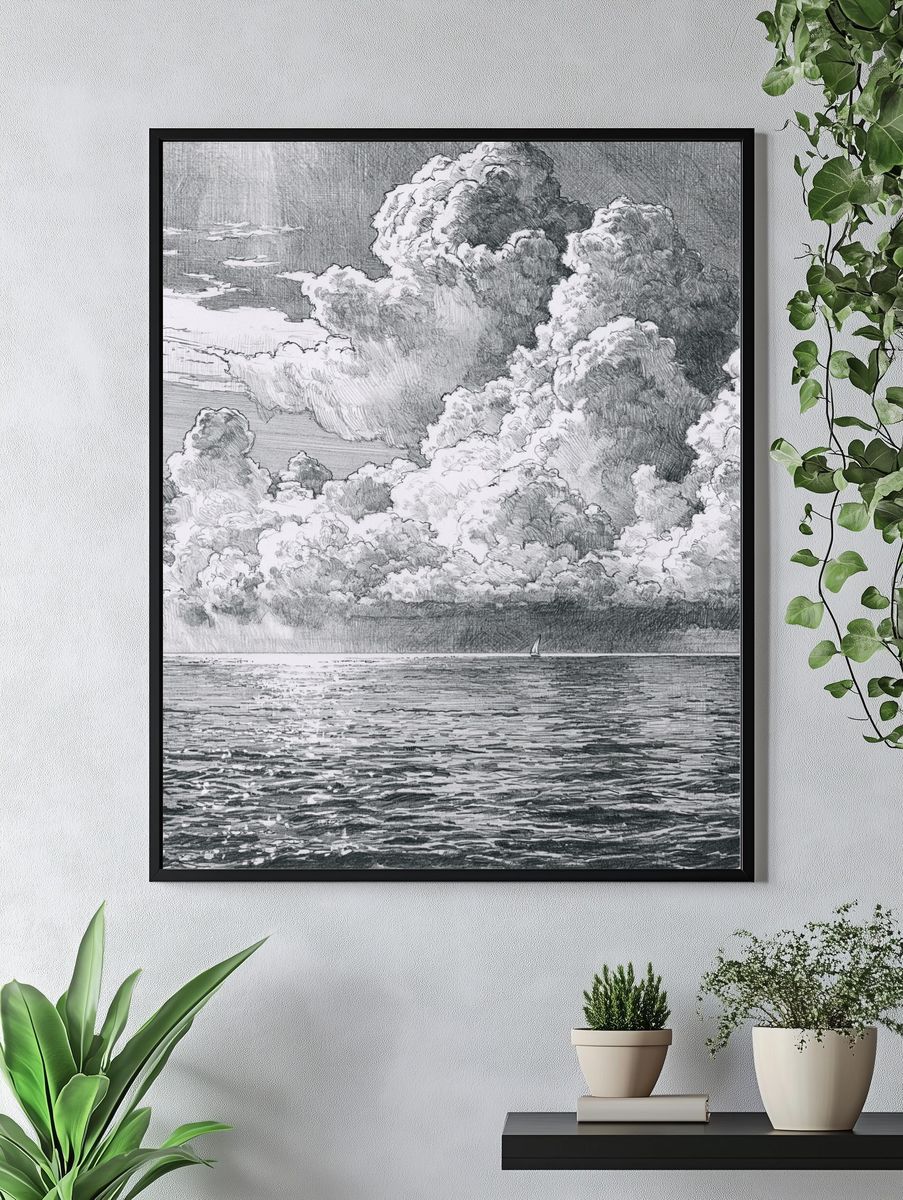 Dramatic Seascape Clouds Photography Poster. — room view 4
