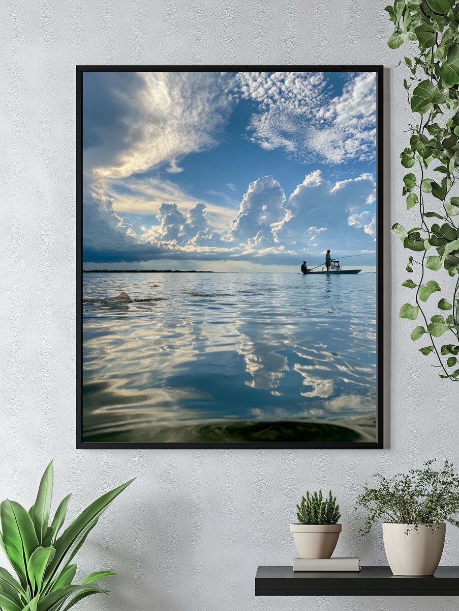Cloudy Seascape Fishing Poster. — room view 4