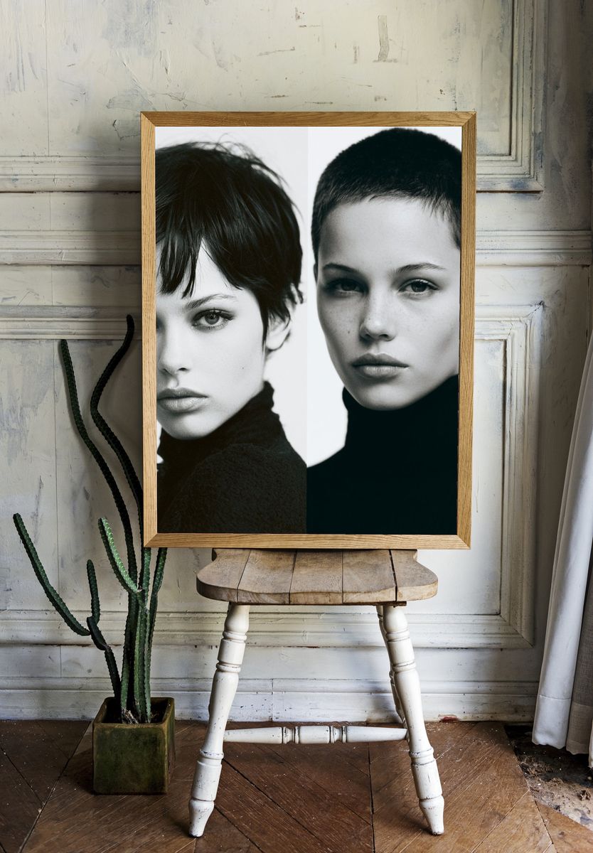 Monochrome Fashion Portrait Poster. — room view 1