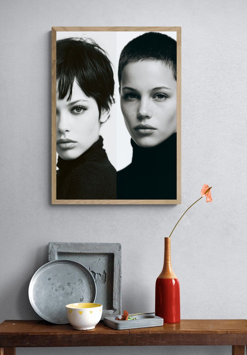 Monochrome Fashion Portrait Poster. — room view 3
