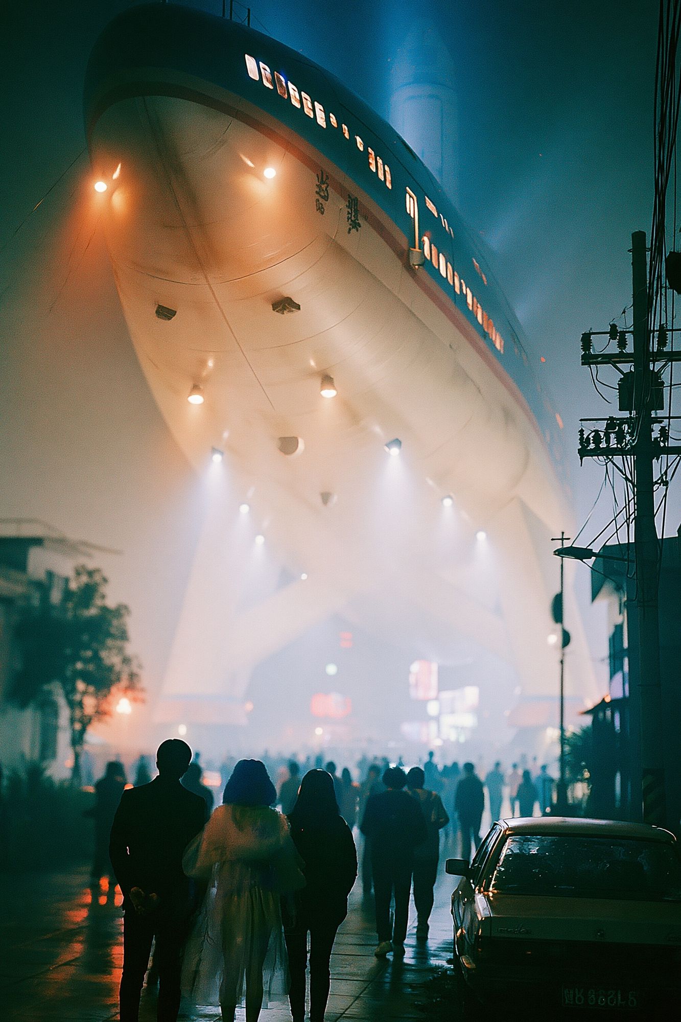 Foggy Street Ship Poster. poster detail
