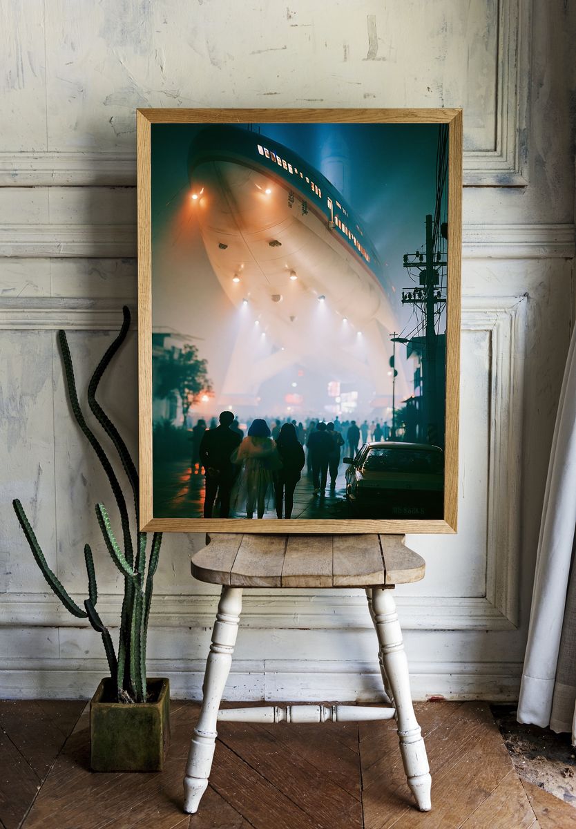 Foggy Street Ship Poster. — room view 1