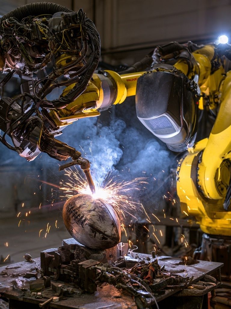 Industrial Welding Robot Photography Poster. poster detail