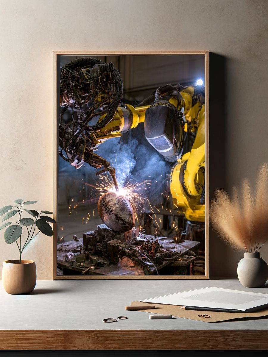 Industrial Welding Robot Photography Poster. — room view 2