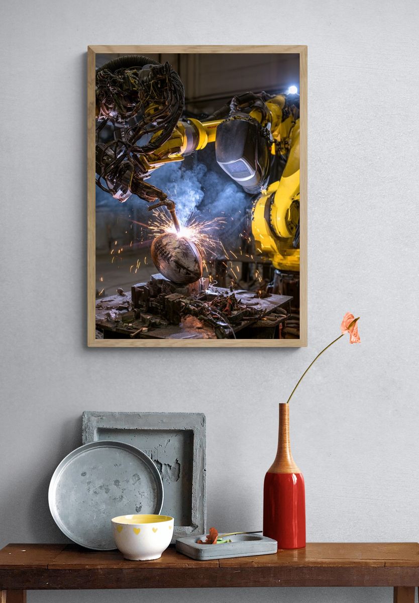 Industrial Welding Robot Photography Poster. — room view 3