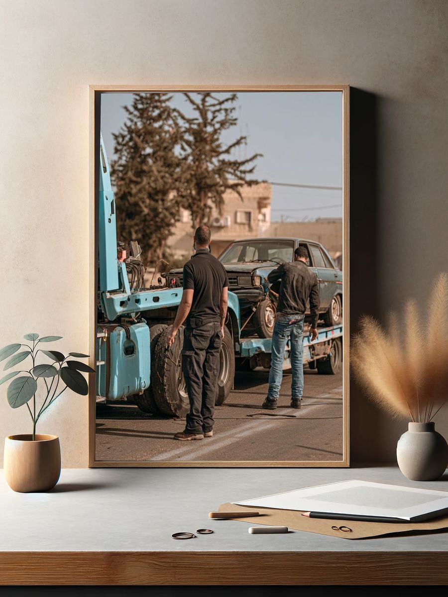 Roadside Car Tow Photography Poster. — room view 2