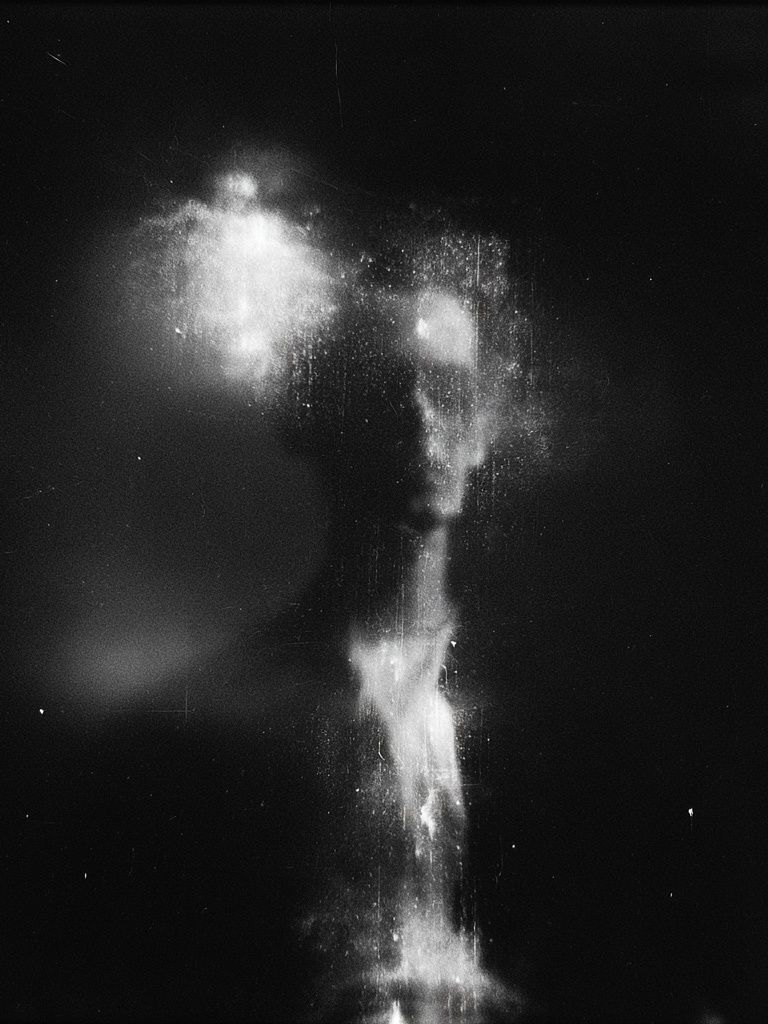 Ethereal Smoke Figure Black-White Print. poster — photography art