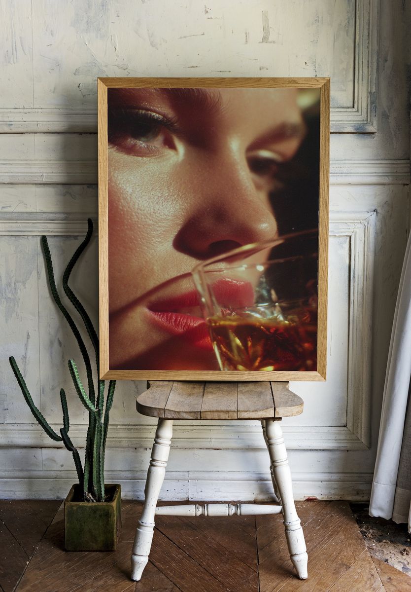 Moody Portrait with Glass — Photography Print. — room view 1