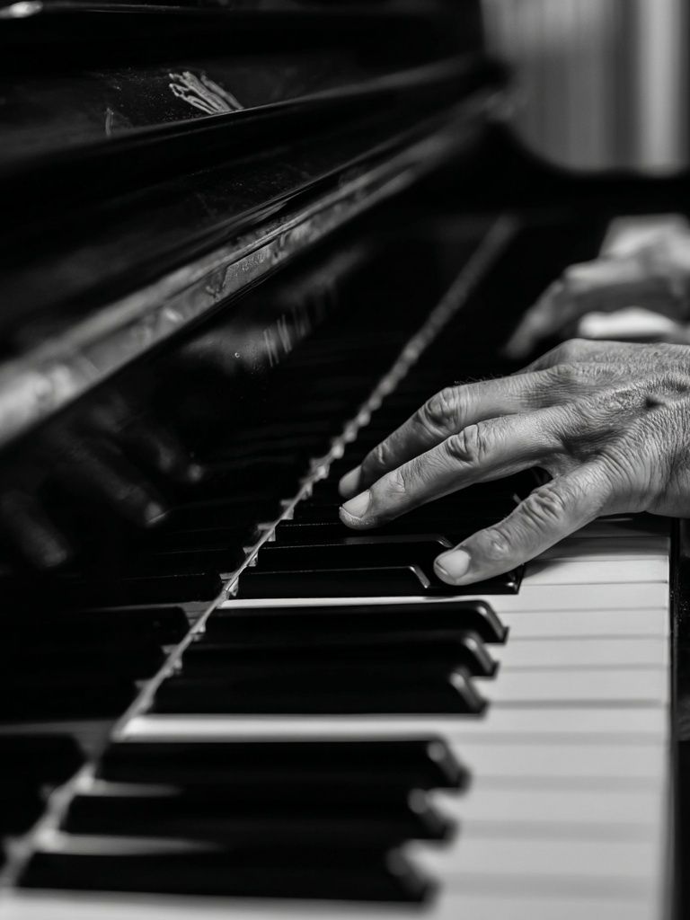 Piano Hands — Black-White Print. poster detail