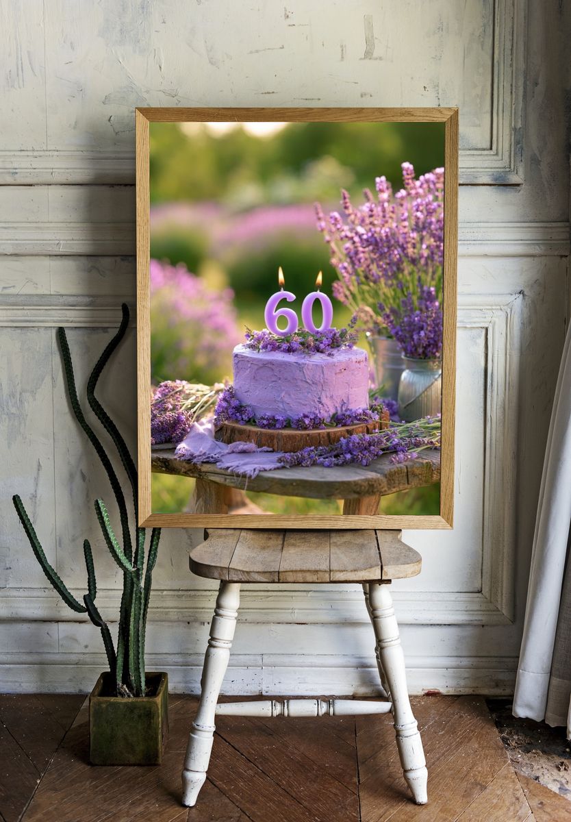 Lavender 60th Birthday Cake Photography Poster. room preview