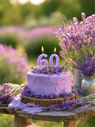 Lavender 60th Birthday Cake Photography Poster. poster