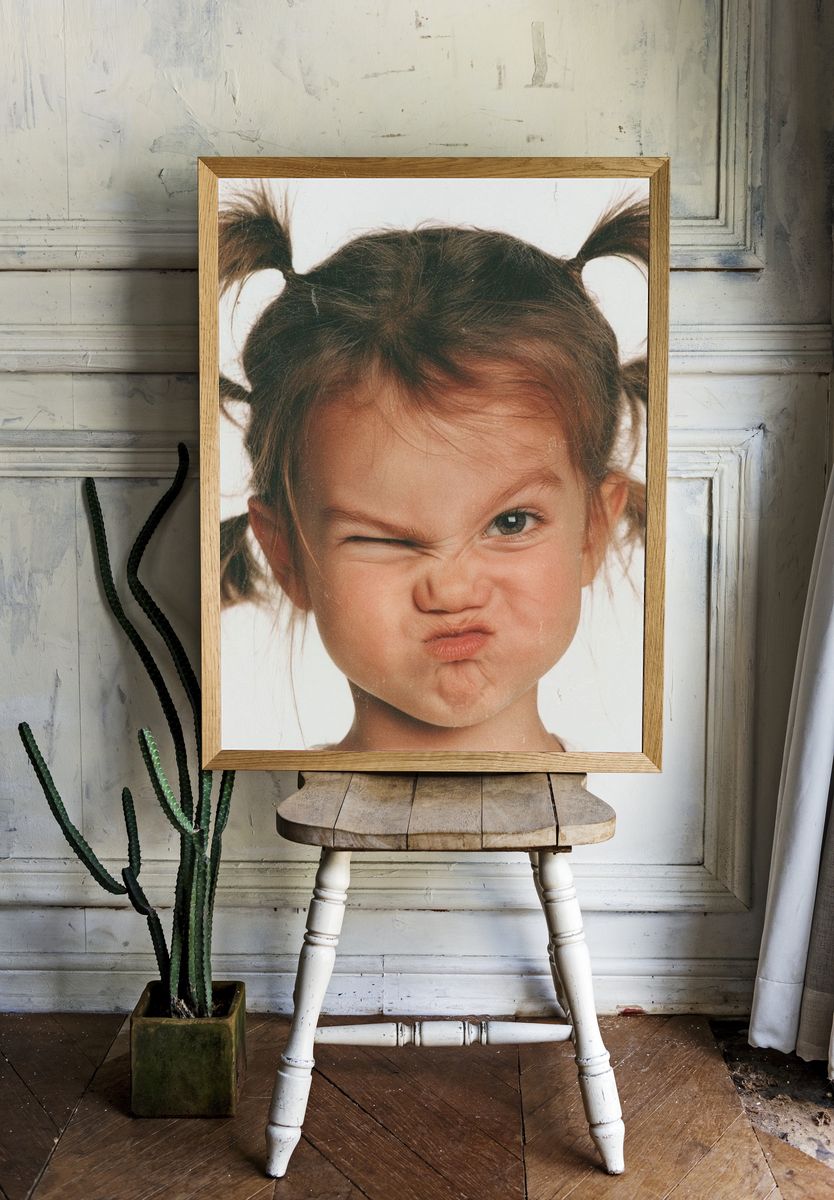 Playful Girl Portrait Poster. — room view 1