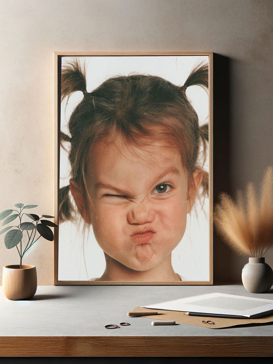 Playful Girl Portrait Poster. — room view 2