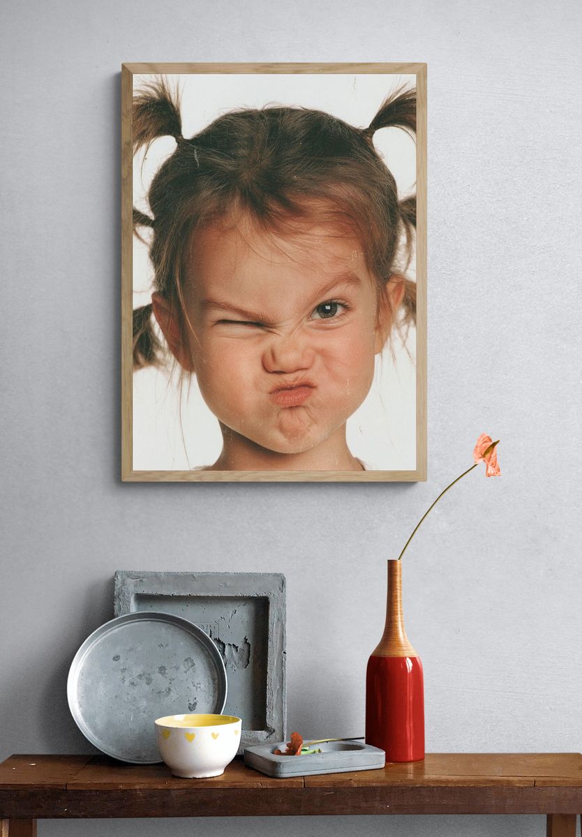 Playful Girl Portrait Poster. — room view 3