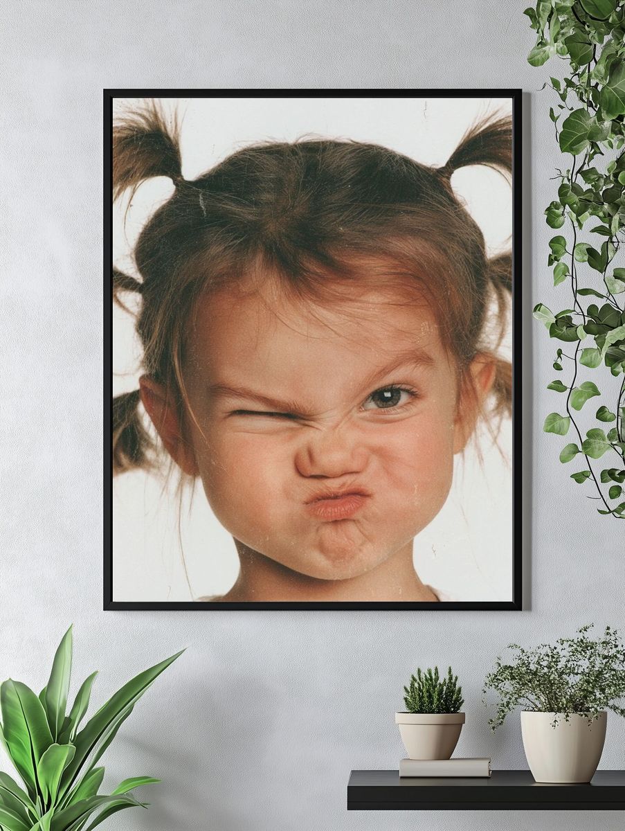 Playful Girl Portrait Poster. — room view 4