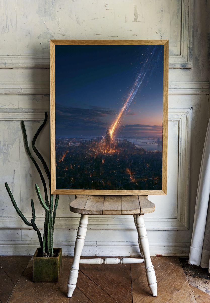 Meteor Strike Cityscape Poster. — room view 1