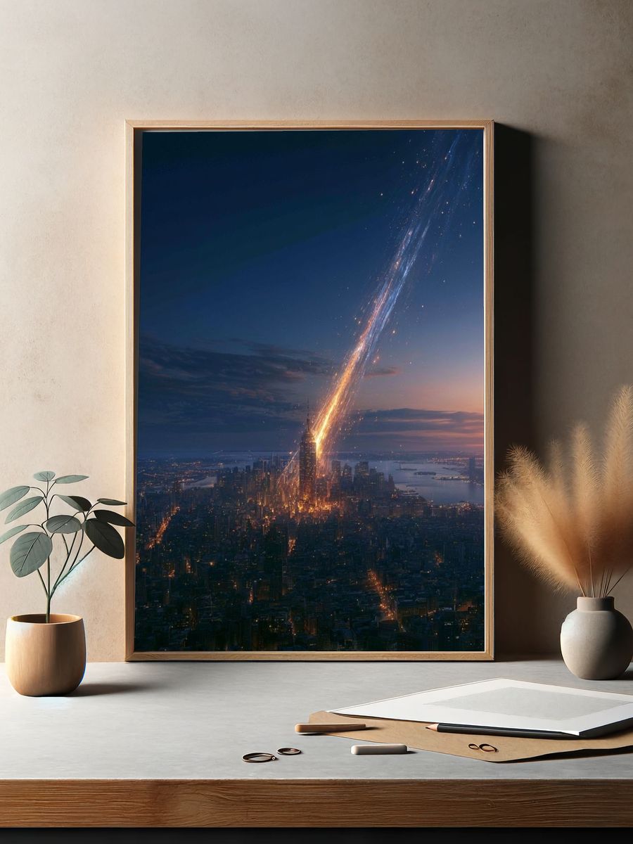 Meteor Strike Cityscape Poster. — room view 2