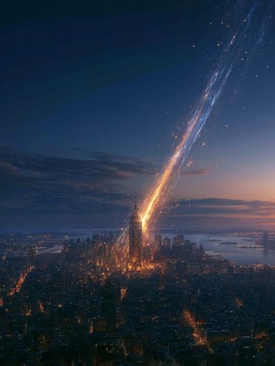 Meteor Strike Cityscape Poster.