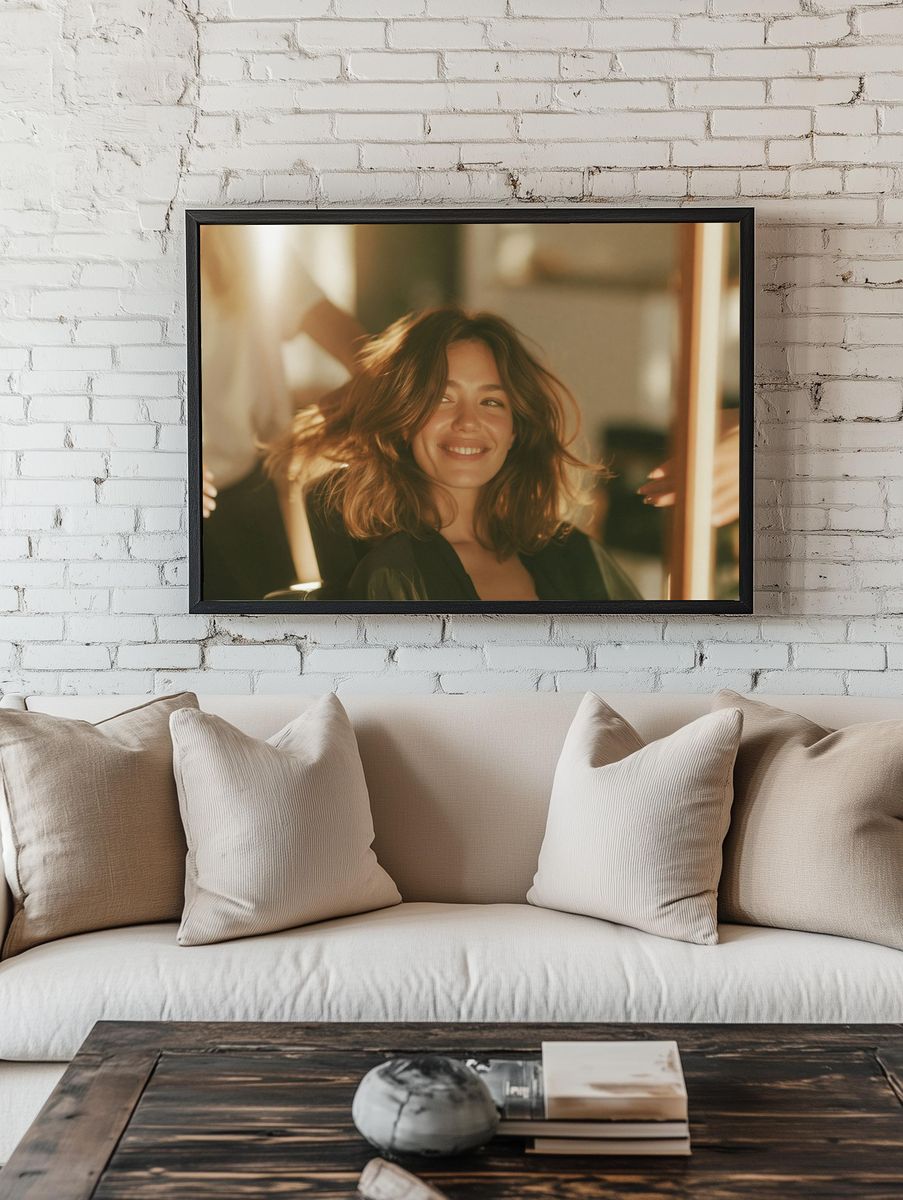 Smiling Woman Portrait Print. — room view 1