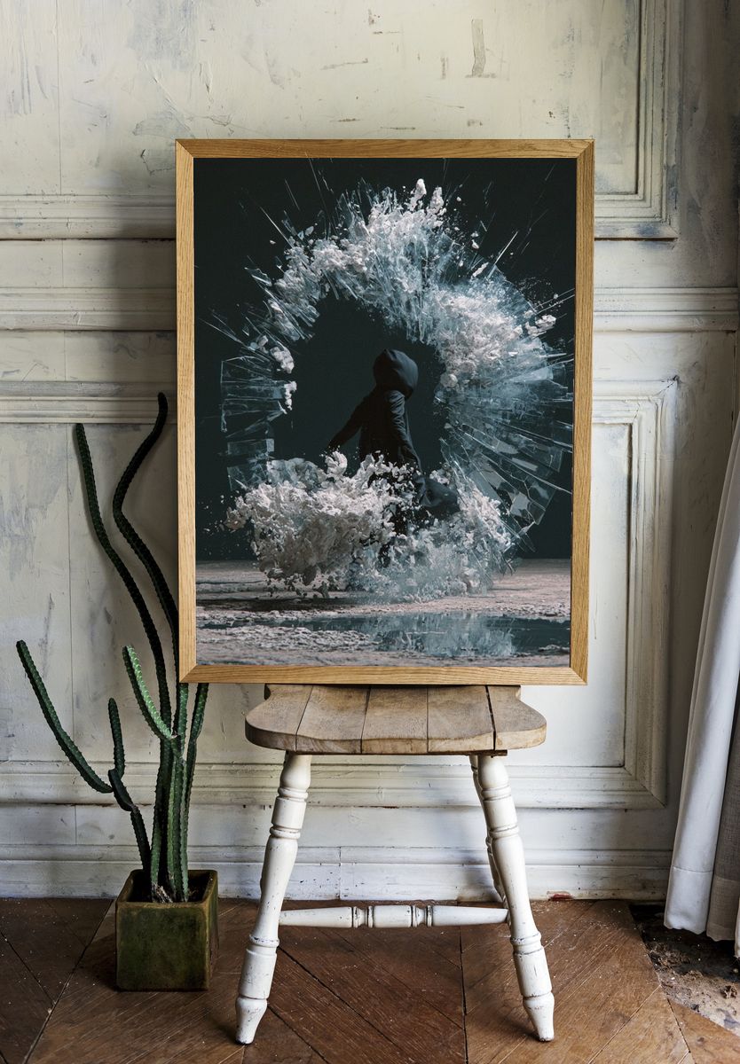 Shattered Ice Figure Photography Poster. — room view 1