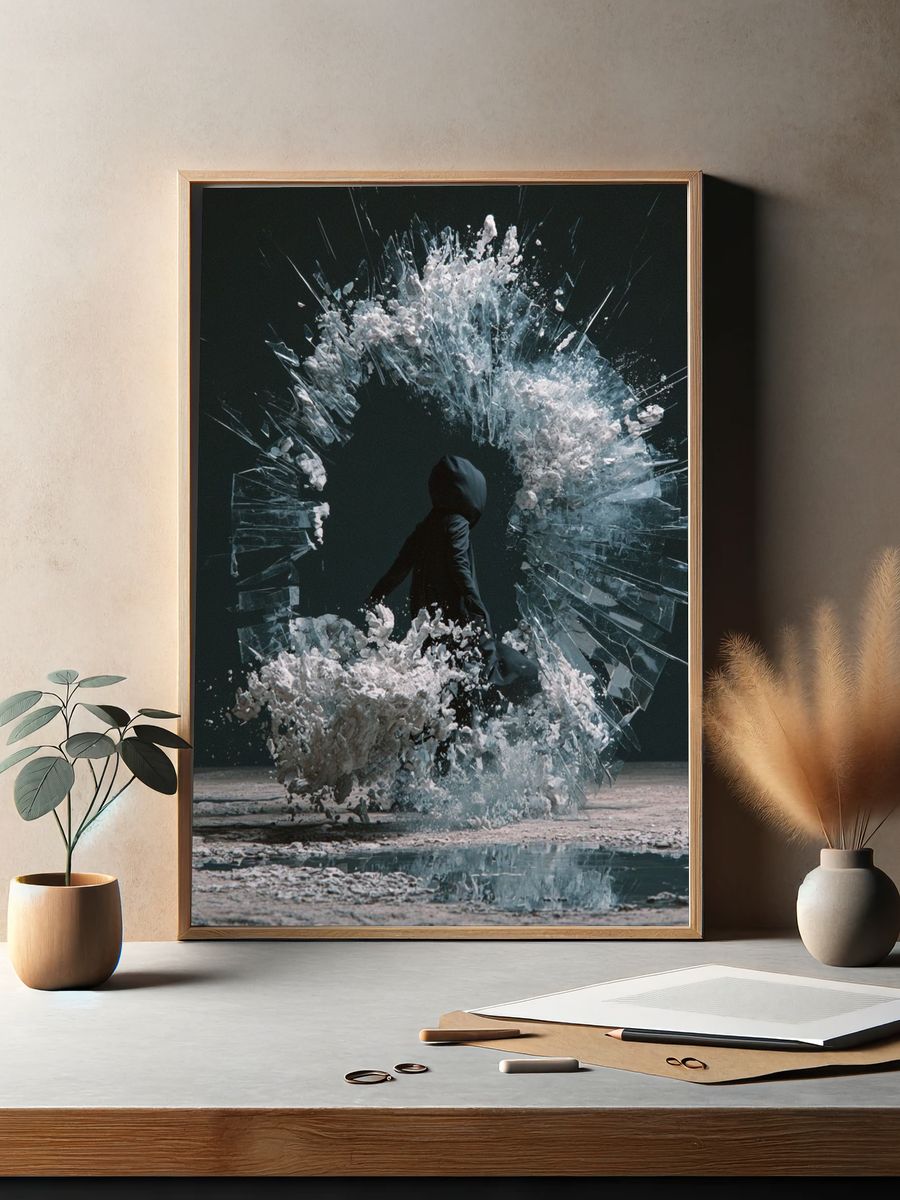 Shattered Ice Figure Photography Poster. — room view 2