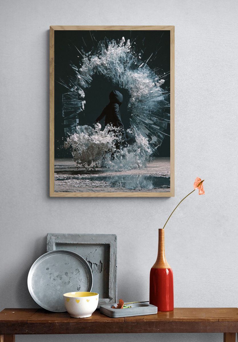 Shattered Ice Figure Photography Poster. — room view 3