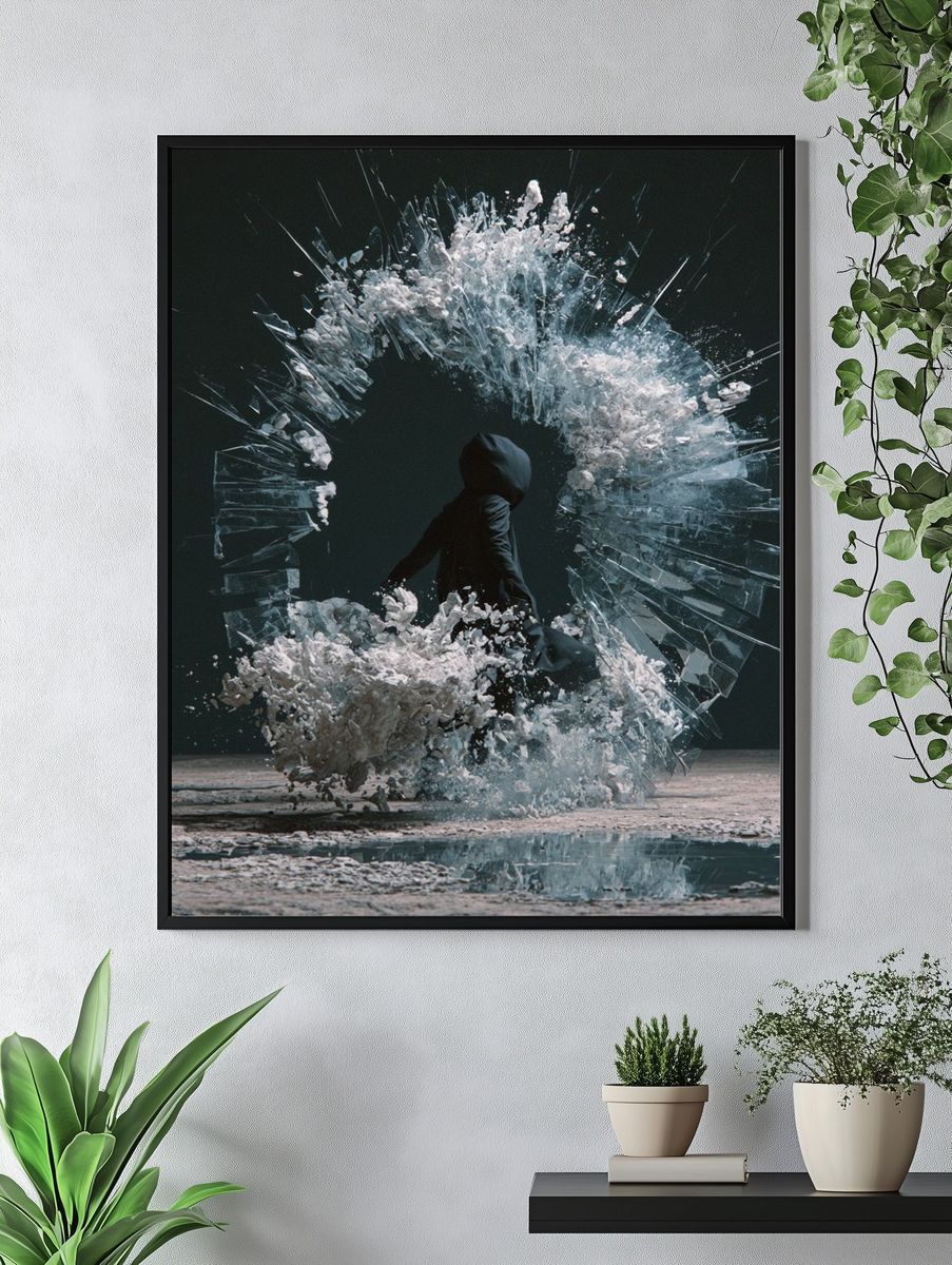 Shattered Ice Figure Photography Poster. — room view 4