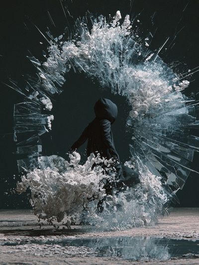 Shattered Ice Figure Photography Poster. poster