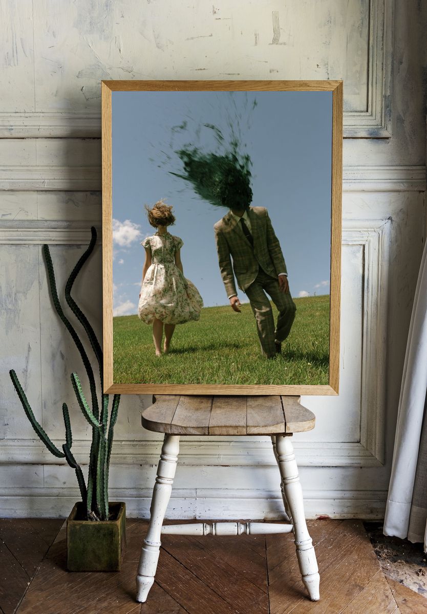 Surreal Meadow Couple Photography Print. — room view 1