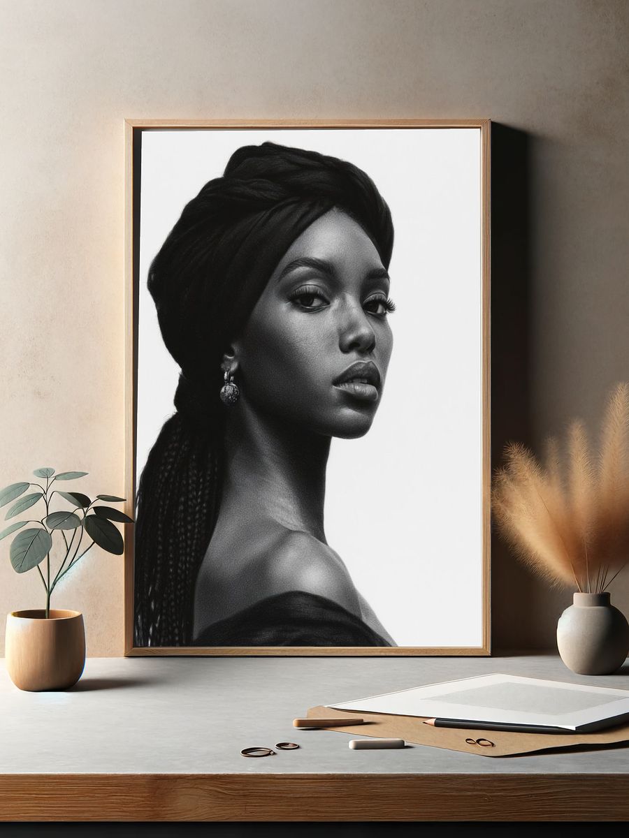 Elegant Black and White Portrait Poster. — room view 2