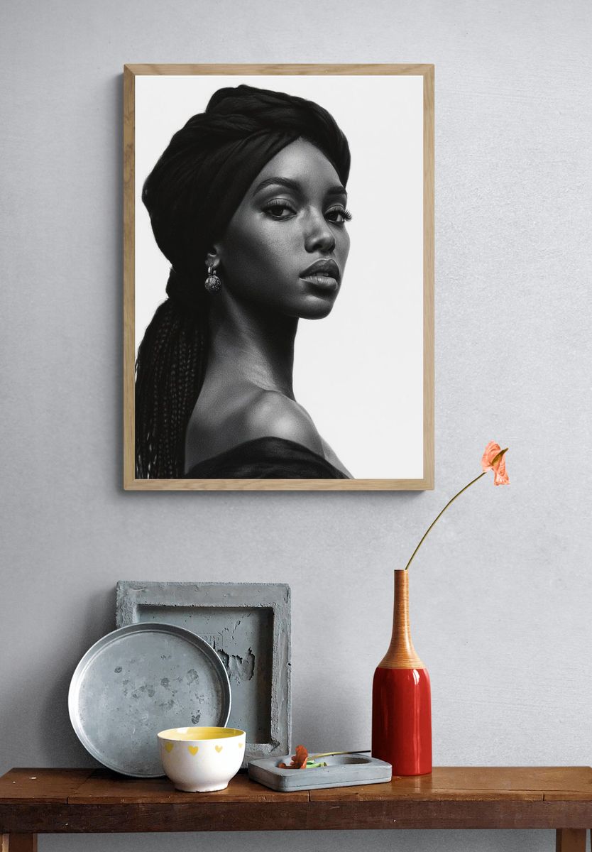 Elegant Black and White Portrait Poster. — room view 3