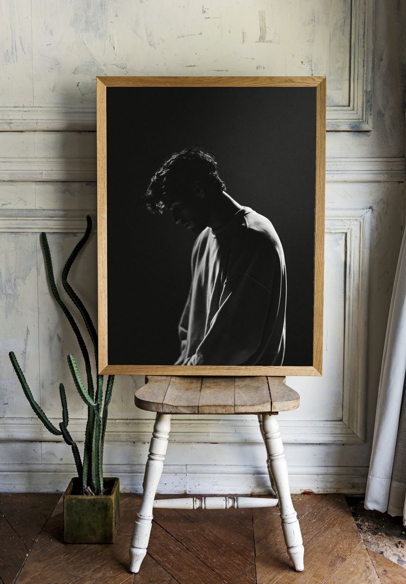 Moody Portrait Black-White Poster. — room view 1
