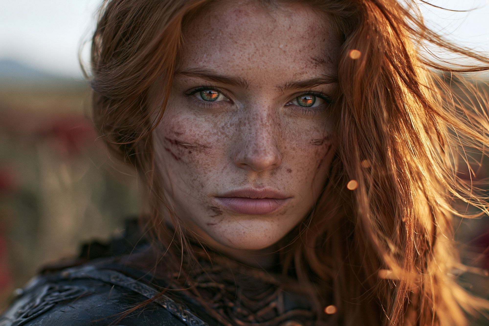 Freckled Red-Haired Portrait Print. poster — photography art