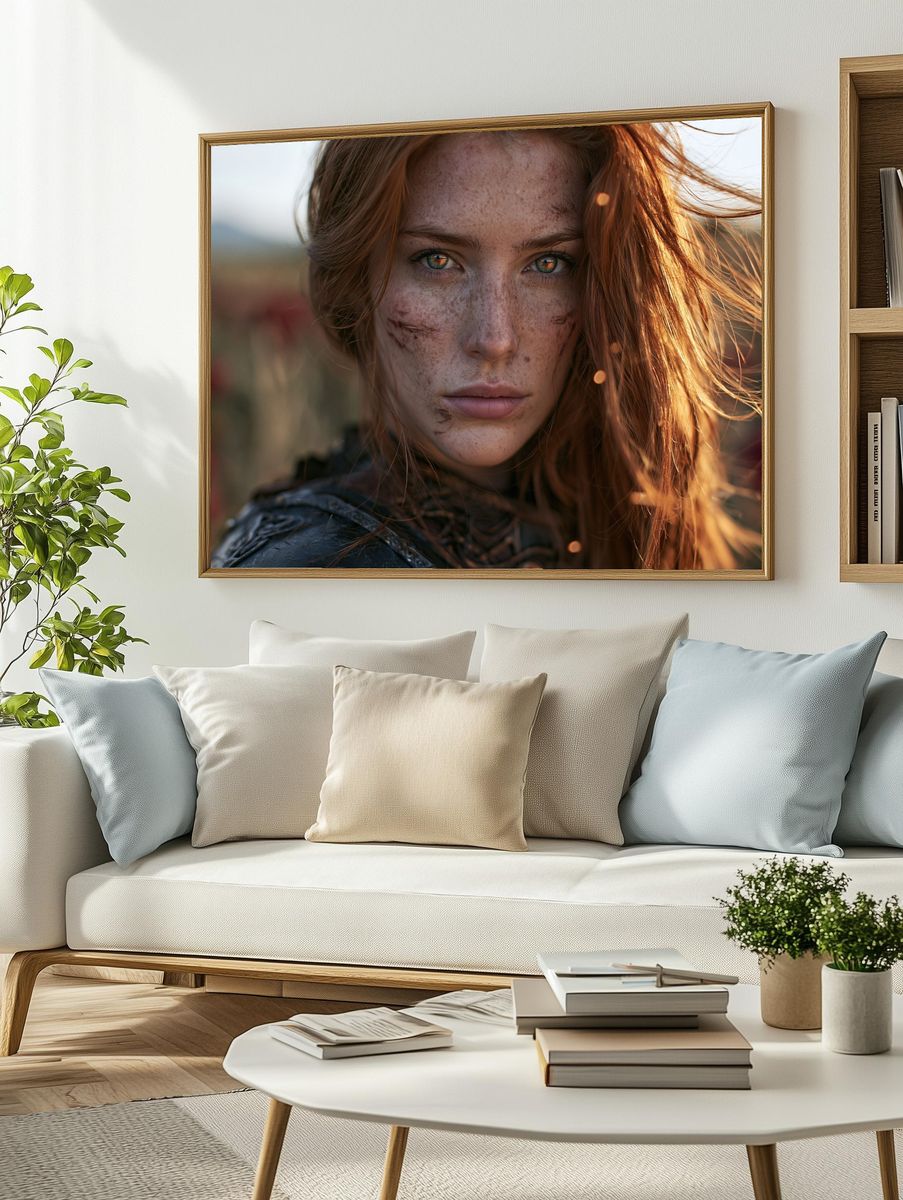 Freckled Red-Haired Portrait Print. — room view 2