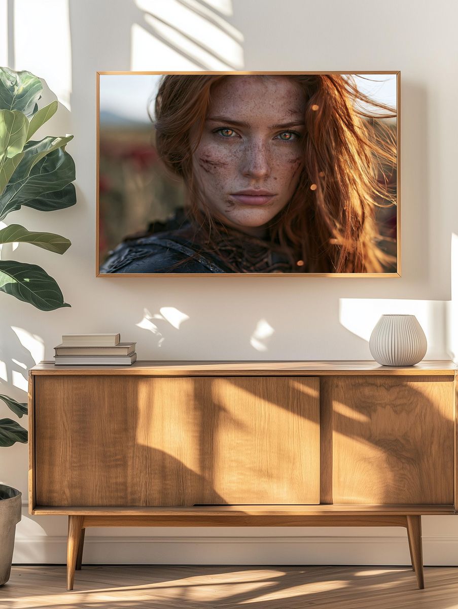 Freckled Red-Haired Portrait Print. — room view 3