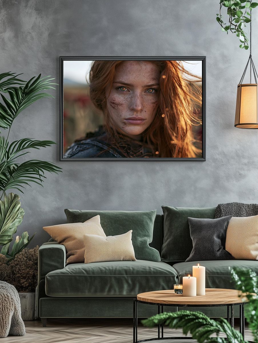 Freckled Red-Haired Portrait Print. — room view 4
