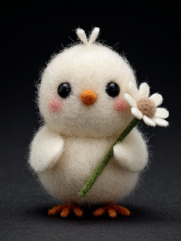 Felt Chick with Daisy Photography Poster. poster — photography art