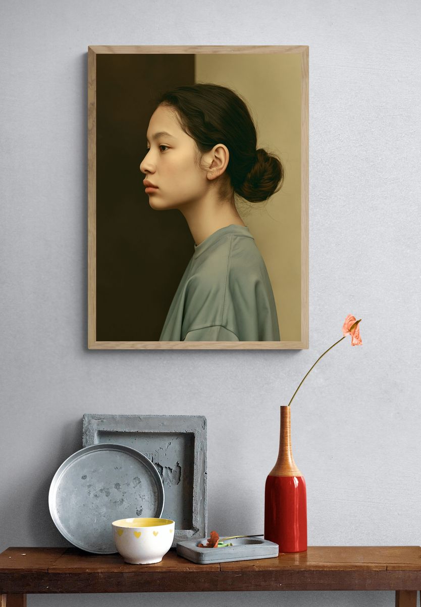 Serene Profile Portrait Print. — room view 3