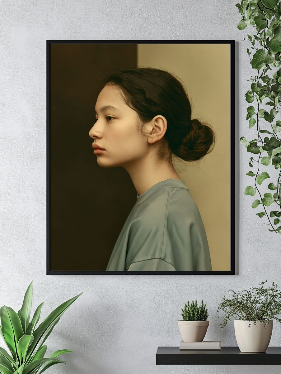 Serene Profile Portrait Print. — room view 4