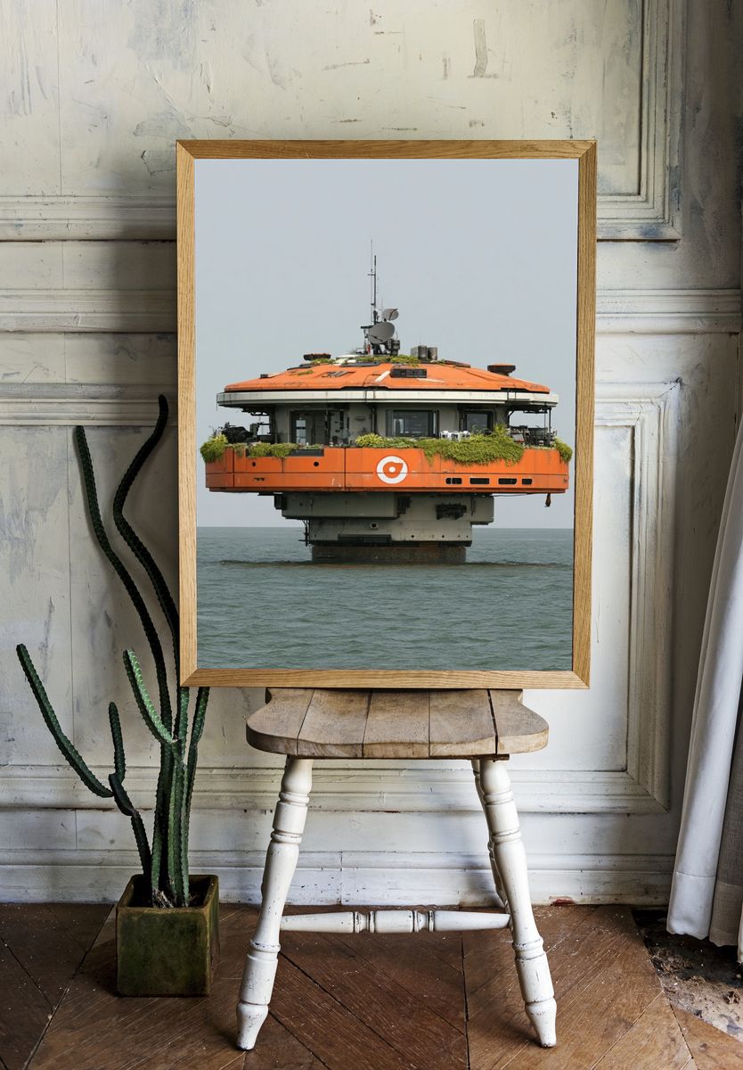 Sea Fort Platform Photography Poster. — room view 1