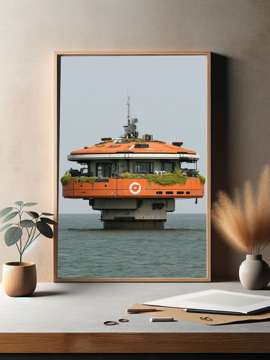 Sea Fort Platform Photography Poster. — room view 2