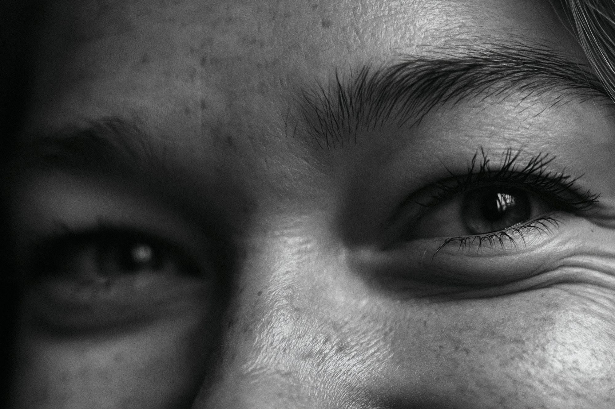 Child Eyes Black-White Portrait Poster. poster detail