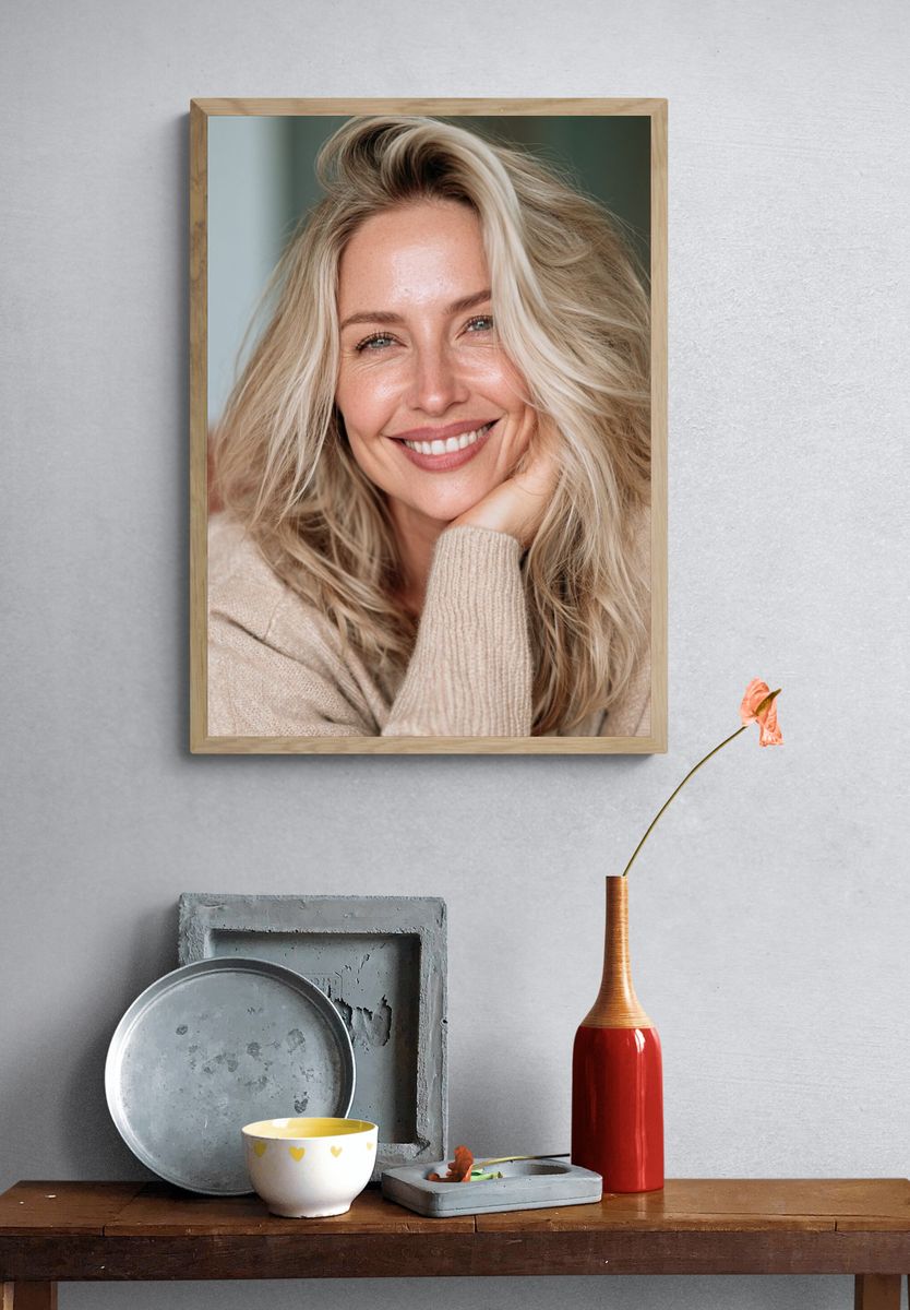 Smiling Blonde Portrait Photography Poster. — room view 3